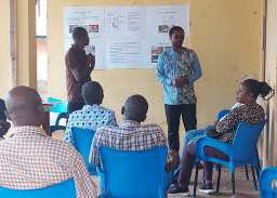 Dr. Ampah educating the trainees on the need for regular equipment maintenance Image