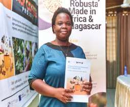 Benedicta Tamakloe, CEO of Bean Masters with<br/> the launched coffee handbook Image